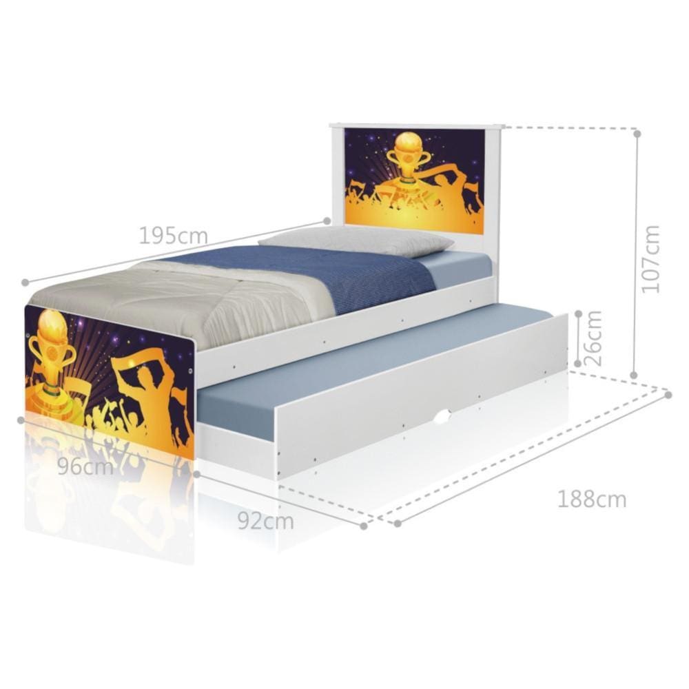 Bicama Juvenil Adesivada Futebol Troféu com Colchões