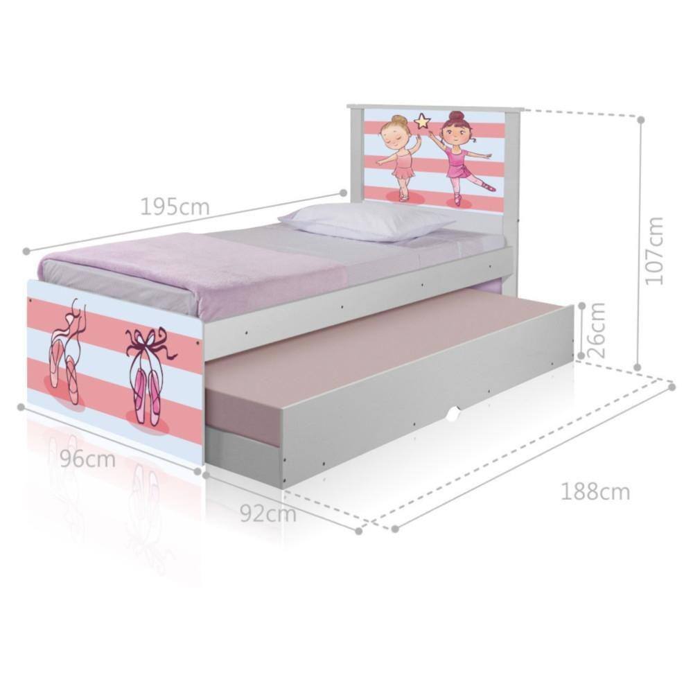 Bicama Juvenil Adesivada Bailarinas com Colchões