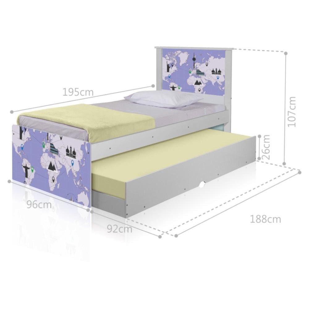 Bicama Juvenil Adesivada Mapa Viagens