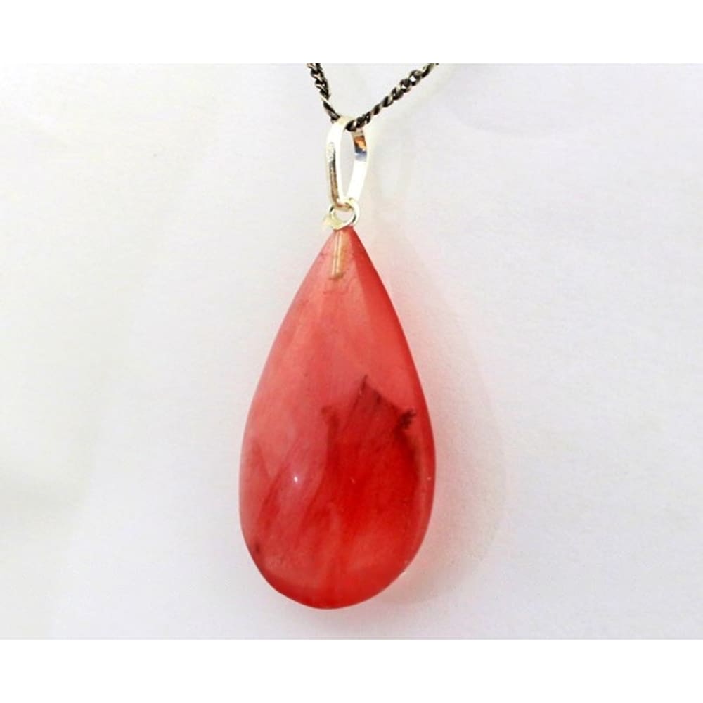 Colar Gota Pedra Quartzo Cereja Castoação Montagem Prata 950