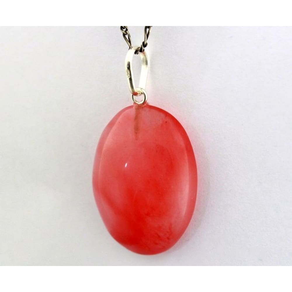 Colar Cabochão Quartzo Cereja Castoação Pino Prata 950