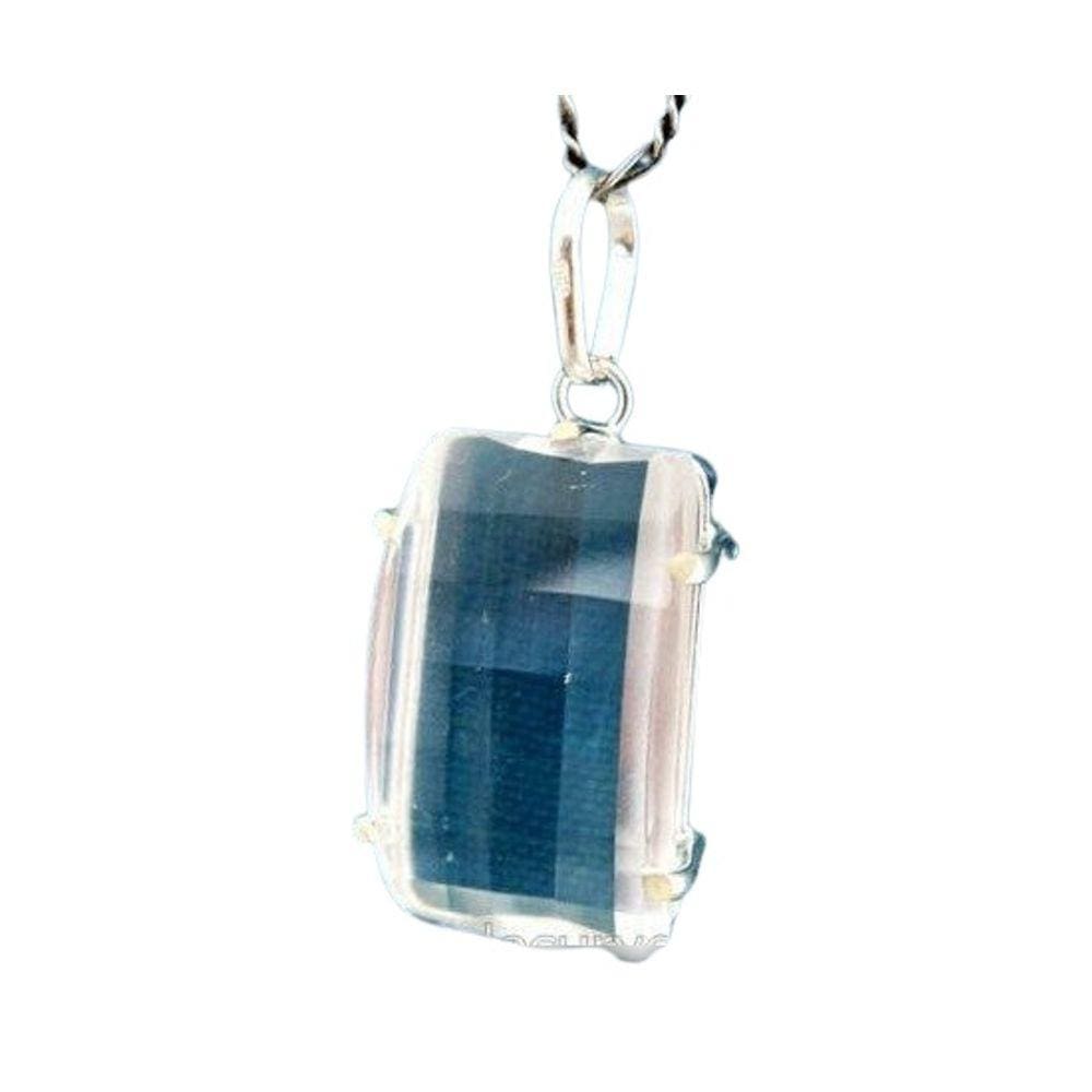 Colar Retangulo Facetado Pedra Cristal Prata 950 Garras