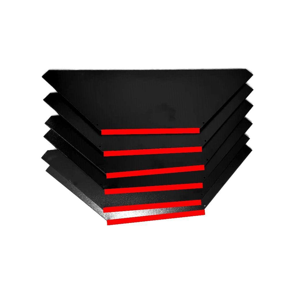 Kit 6 Bandejas Para Gondola Canto SP 30 Preto Pe Vermelho