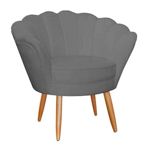 Poltrona Decorativa para Sala de Estar Charm Suede Cinza - Montanaris Decor