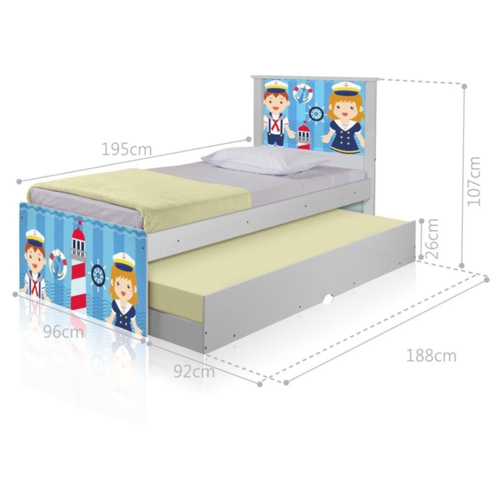 Bicama Juvenil Adesivada Marinheiros com Colchões