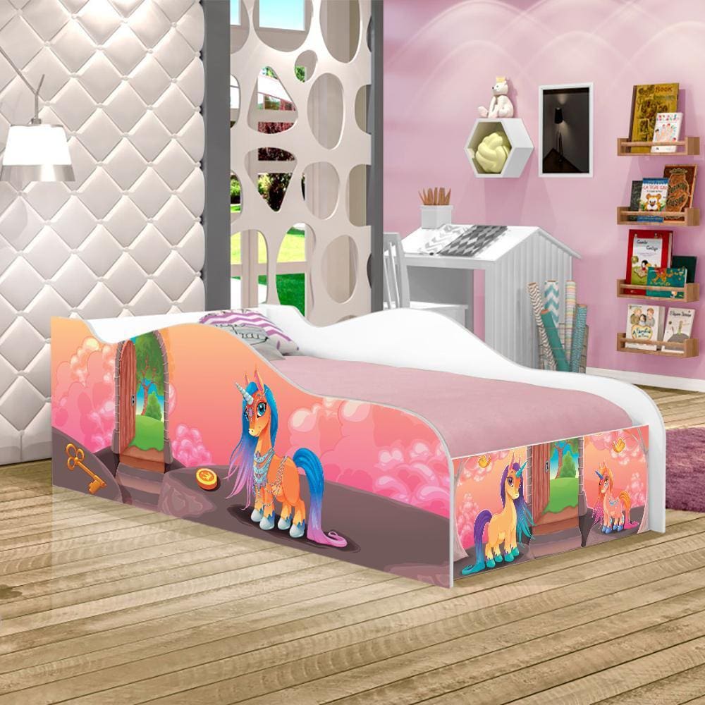 Cama Fun Unicórnio Mágico Solteiro Com Colchão