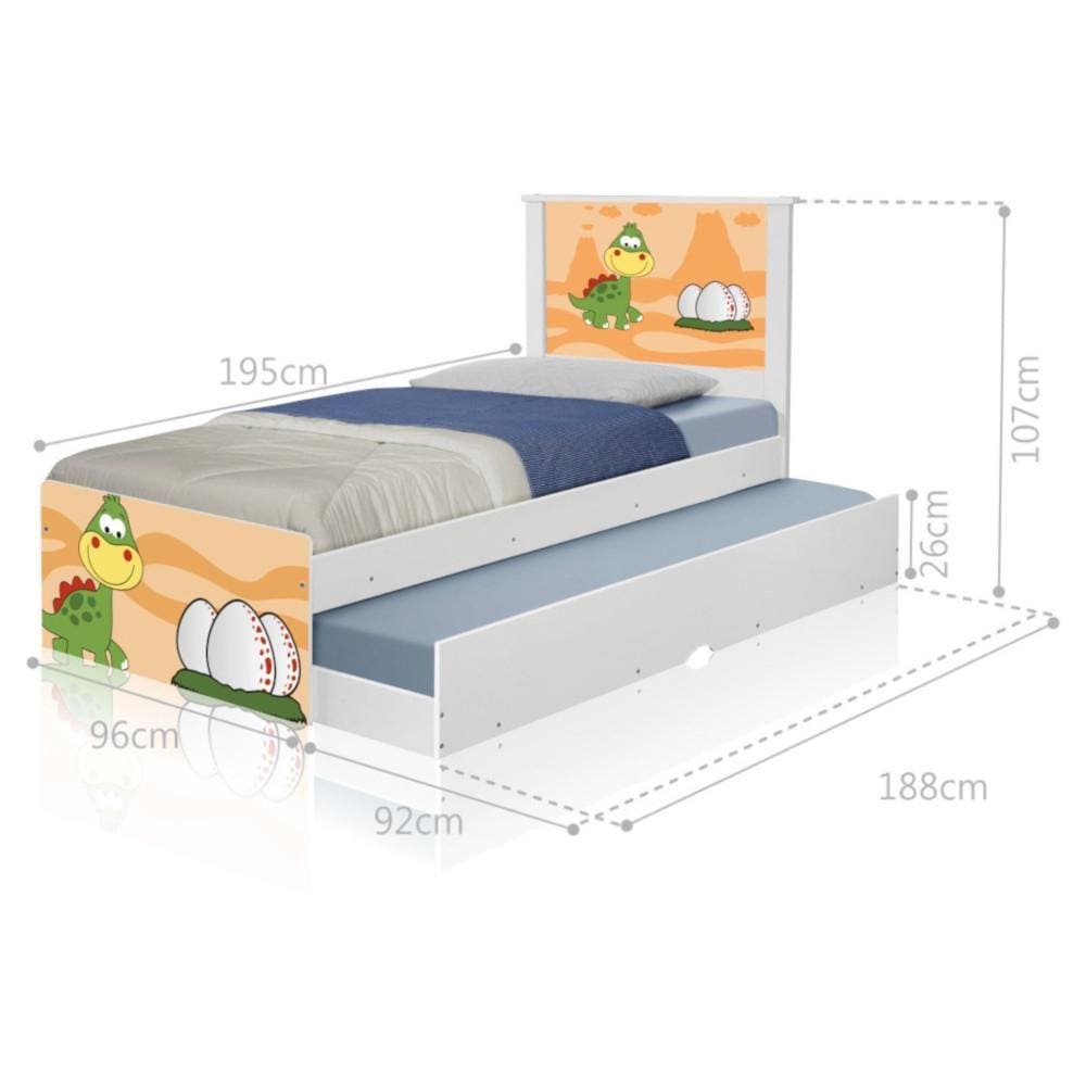 Bicama Juvenil Adesivada Dinossauro Baby com Colchões