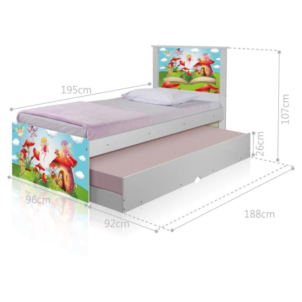 Bicama Juvenil Adesivada Mundo das Fadinhas