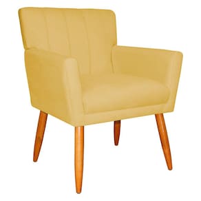 Poltrona Decorativa para Sala de Estar Cecília Suede Amarelo - Montanaris Decor