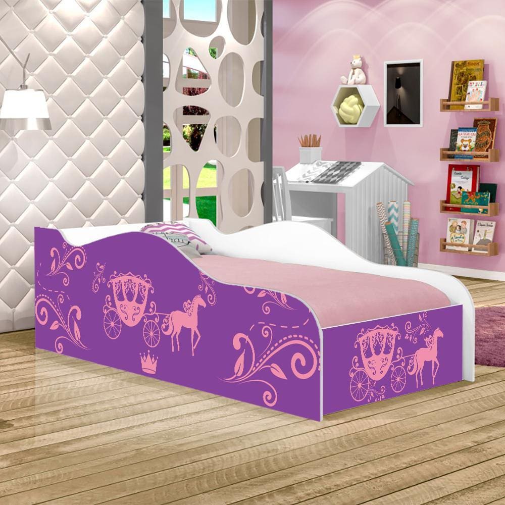 Mini Cama Fun Carruagem de Princesa Infantil Com Colchão