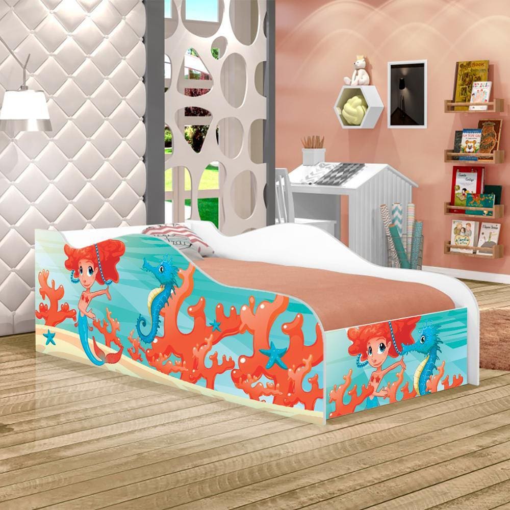 Cama Fun Sereia Menina Solteiro Com Colchão