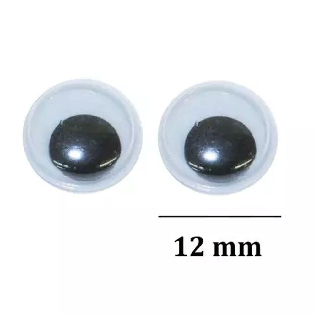 Olho Móvel Tamanho 12mm - 100 Unidades