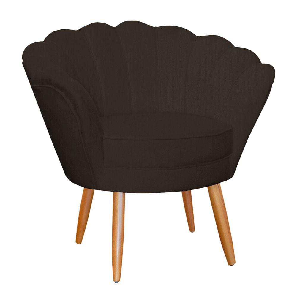 Poltrona Decorativa para Sala de Estar Charm Suede Marrom - Montanaris Decor