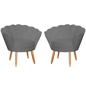 Kit 2 Poltronas Decorativa para Sala de Estar Charm Suede Cinza - Montanaris Decor