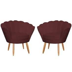 Kit 2 Poltronas Decorativa para Sala de Estar Charm Suede Bordô - Montanaris Decor
