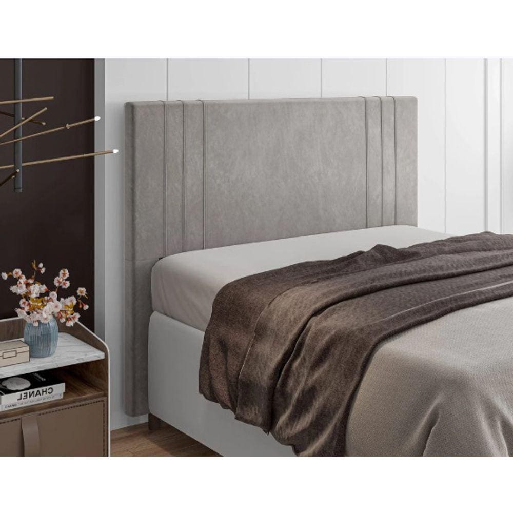 Cabeceira Box Casal 1,40cm Cinza Claro Ferrara Italian Flex