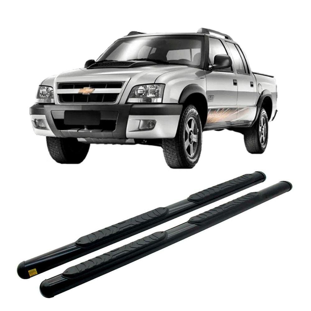 Estribo Lateral em Aço Oval Preto p/ S10 1995 até 2011 Cabine Dupla