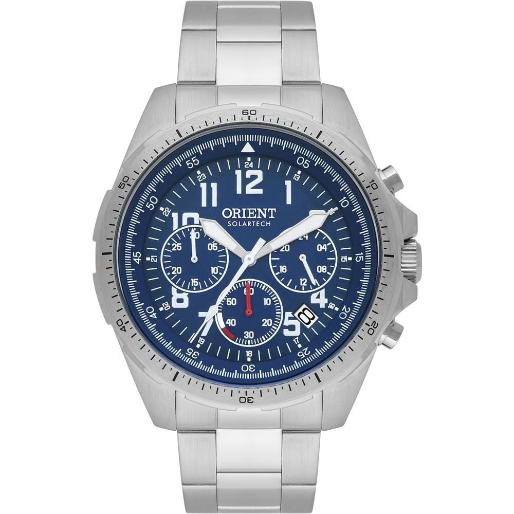 Relógio Orient Masculino Ref: Mbssc261 D2sx Solar Cronógrafo Prateado