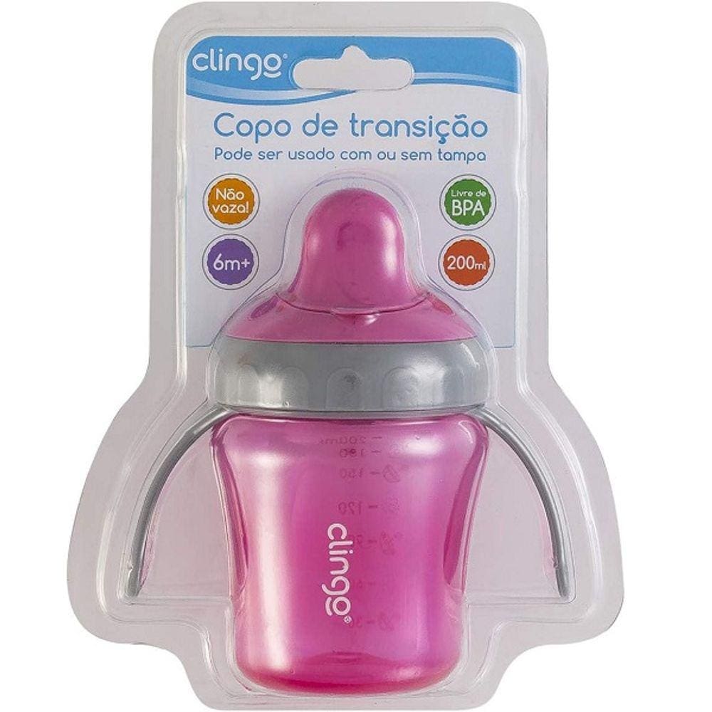 Copo Infantil Antivazamento P/ Bebê 6M+ C/ ALÇA Azul Clingo Liso