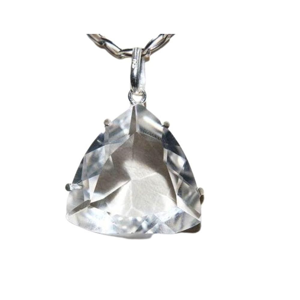 Colar Trillion Pedra Cristal Prata 950 Cachinha e Garra