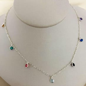 Colar Elo Cartier com Pedras em Zircônia Colorida