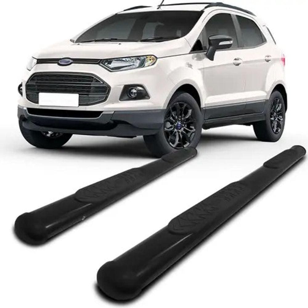 Estribo Lateral em Aço Oval Preto p/ Ford Ecosport 2013 até 2021