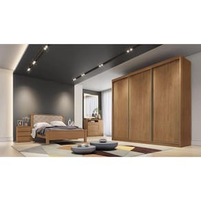 Guarda Roupa Casal 3 Portas 8 Gavetas - Logan-Cumaru - Móveis Novo Horizonte