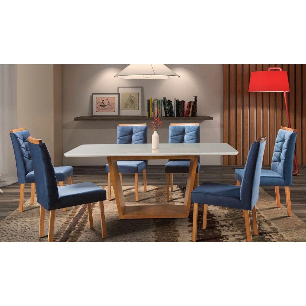 Sala de Jantar Completa com 6 Cadeiras 1,80x0,90 metros - Turim - Art Salas
