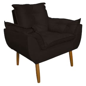 Poltrona Decorativa para Sala de Estar Opala Suede Marrom - Montanaris Decor