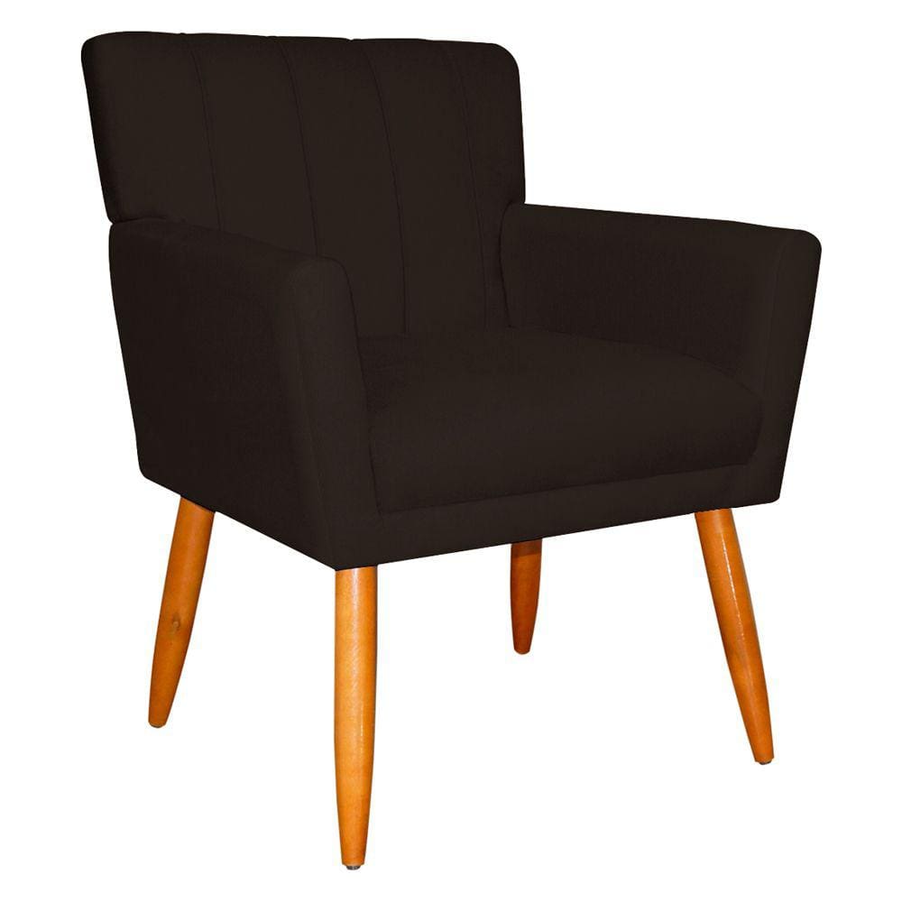 Poltrona Decorativa para Sala de Estar Cecília Suede Marrom - Montanaris Decor