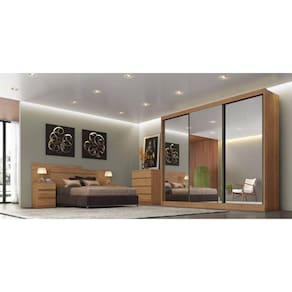 Guarda Roupa Casal Espelhado 6 Gavetas - Logan-Cumaru - Móveis Novo Horizonte