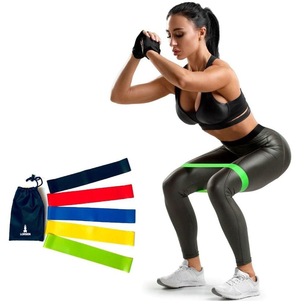 Kit Mini Band 5 Faixas Elásticas Exercício Funcional Pilates Ginástica