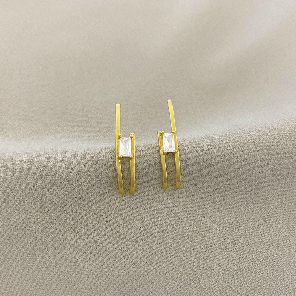 Brinco Ear Hook com Ponto de Luz de Zircônia