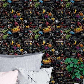 Papel de Parede 3D Arte Gamer Realista Decorativa Vinil Pintura Colorida Abstrata Lavavel 9m