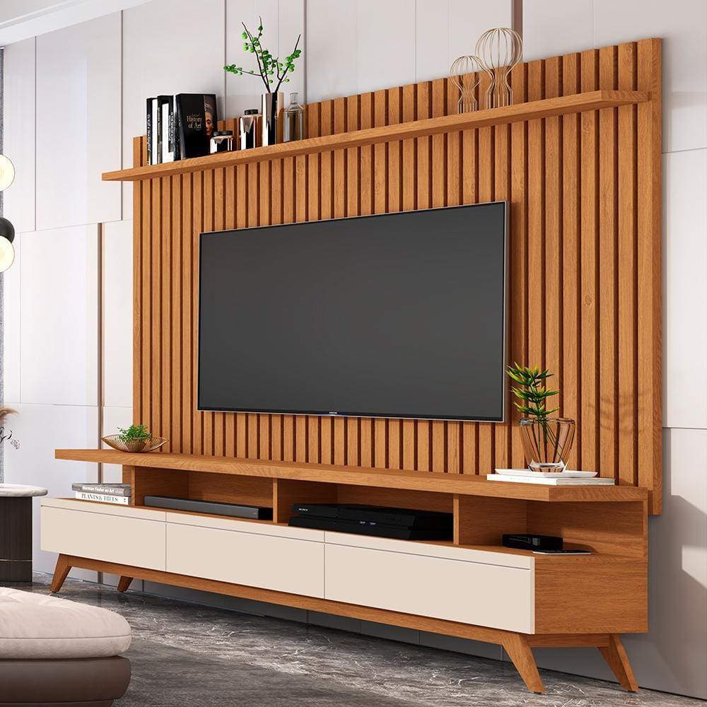 Conjunto Painel Ripado e Rack Eslôvenia