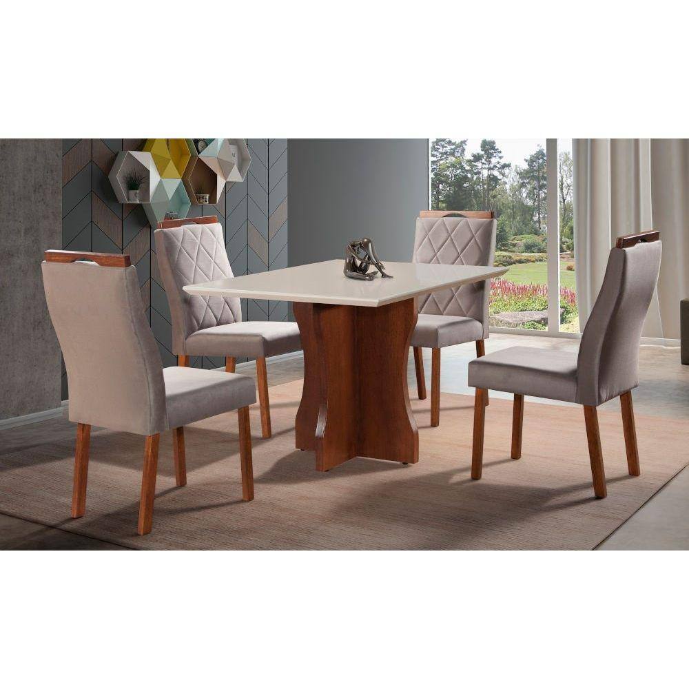 Sala de Jantar Completa com 4 Cadeiras MDF Laminado 0,90x0,90m - Bella - Art Salas