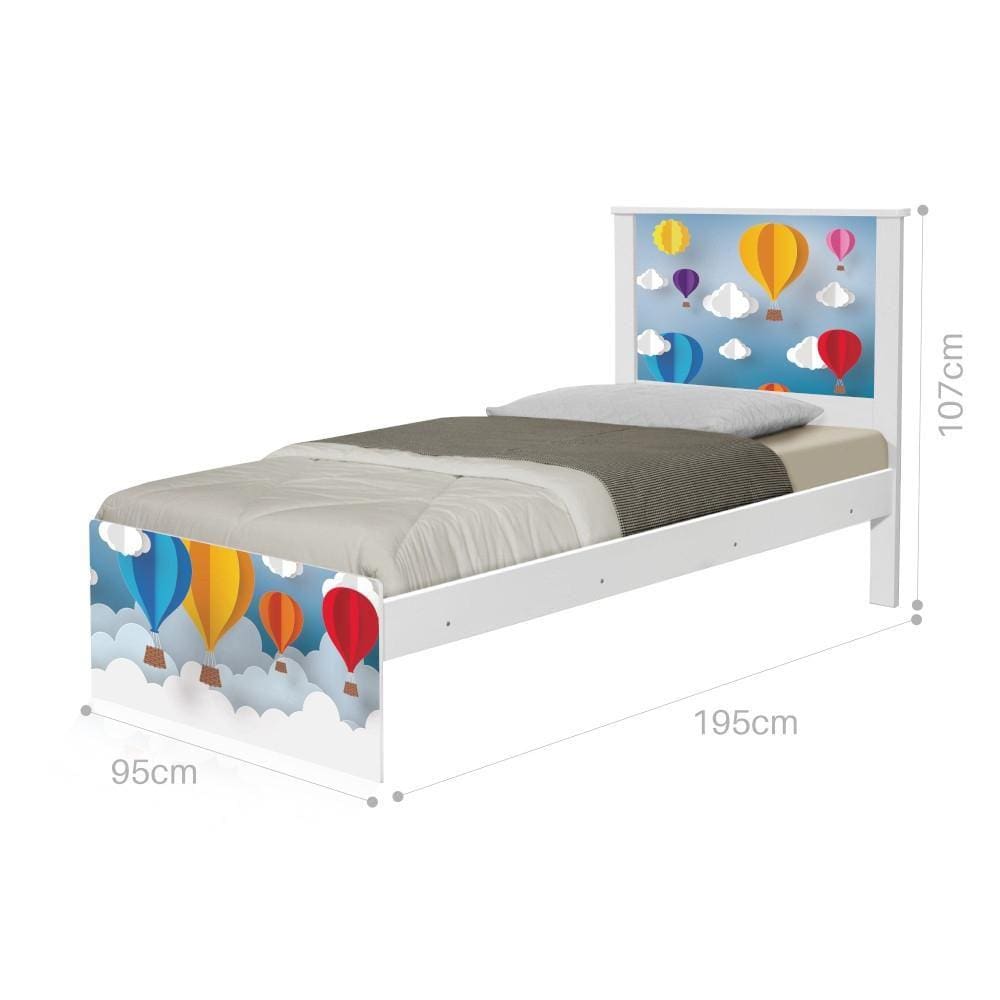 Cama Solteiro Adesivada Balão com Colchão