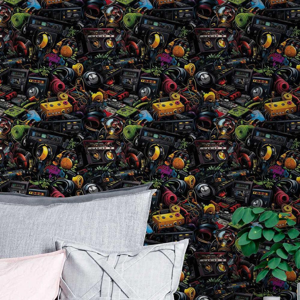 Papel de Parede 3D Arte Gamer Realista Decorativa Vinil Pintura Colorida Abstrata Lavavel 15m