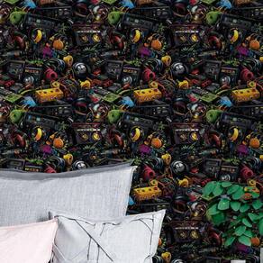 Papel de Parede 3D Arte Gamer Realista Decorativa Vinil Pintura Colorida Abstrata Lavavel 15m