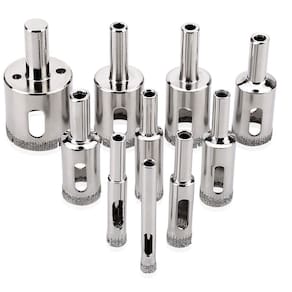 Kit 10 Brocas Serra Copo Diamantadas 6 a 50mm Fura Vidro Mármore Piso Cerâmica Granito