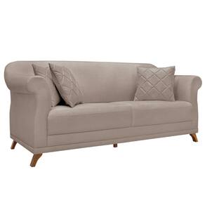 Sofá 2 Lugares para Sala de Estar 180cm Eva Linho Marrom - Montanaris Decor
