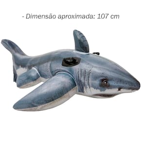 Boia Inflável Bote Tubarão Branco Gigante com Alça 107cm
