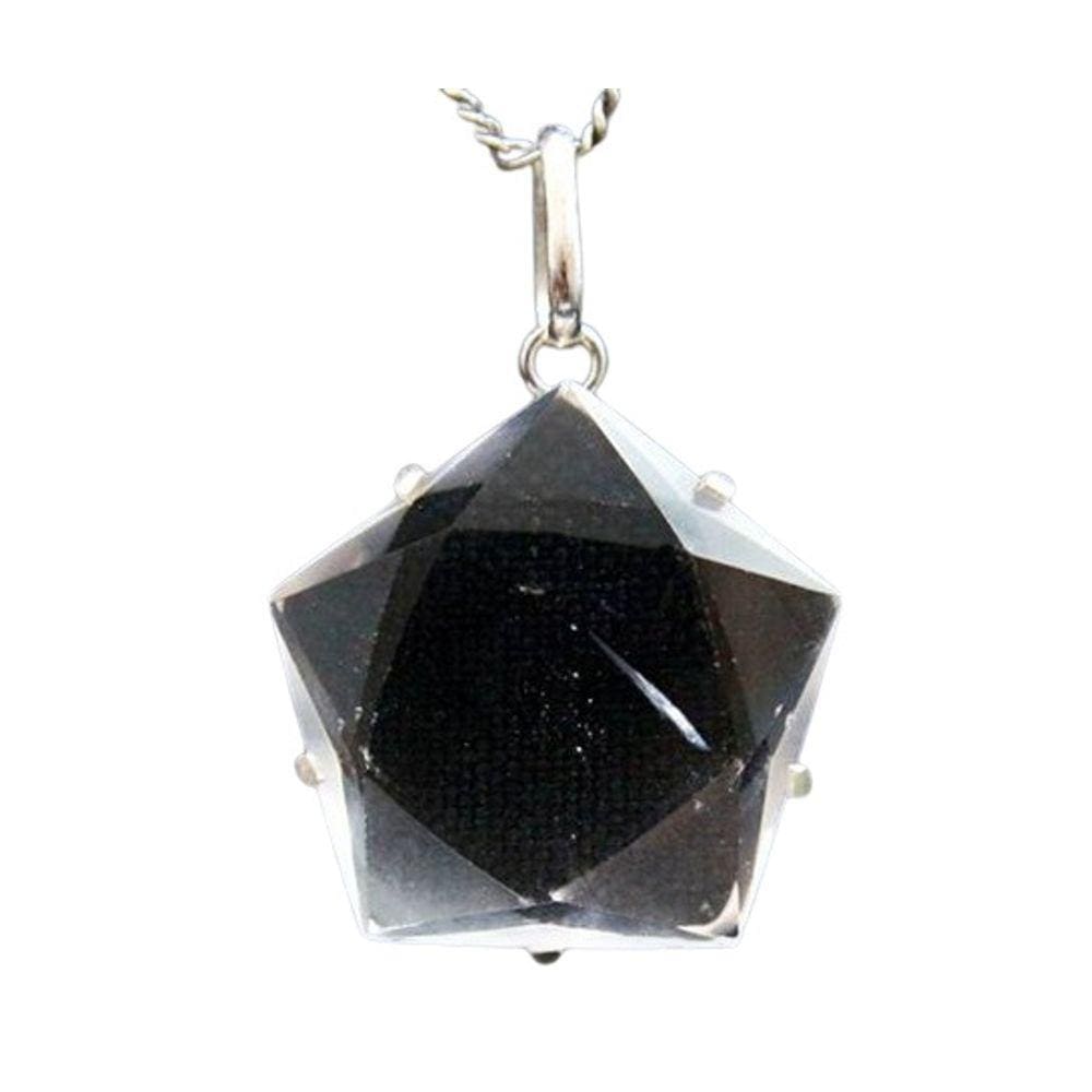 Colar Pentagrama Pedra Cristal Montagem na Garra Prata 950
