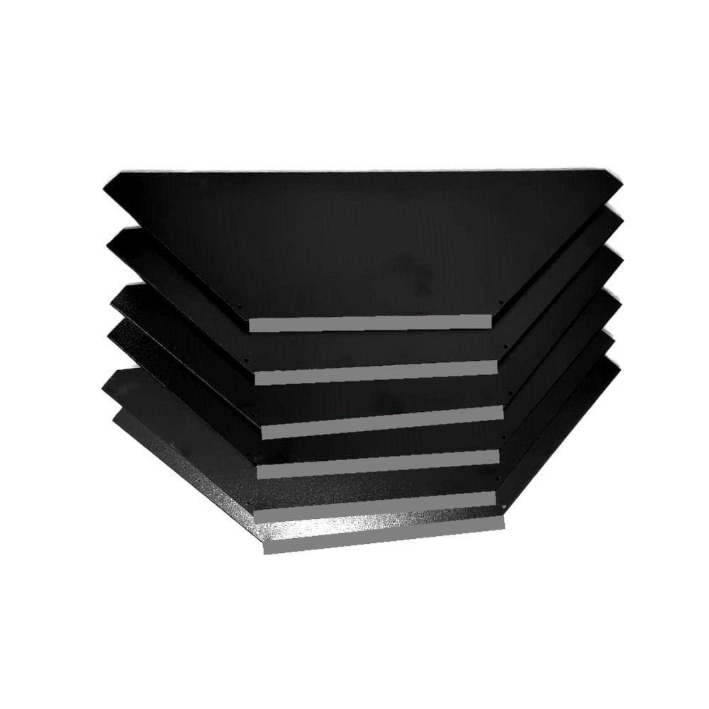 Kit 6 Bandejas Para Gondola Canto SP 30 Preto Pe Cinza