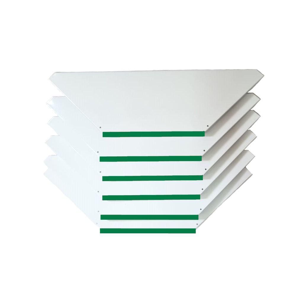 Kit 6 Bandejas Para Gondola Canto SP 30 Branco Pe Verde