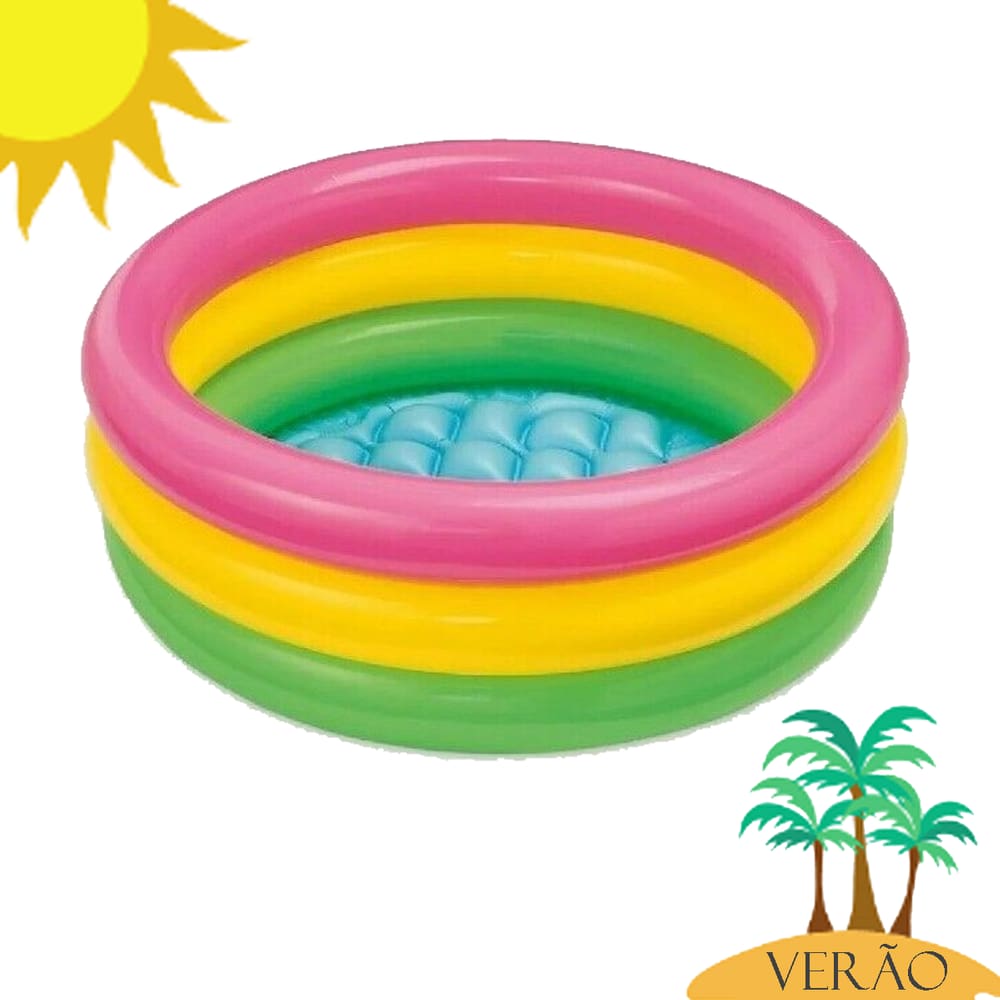Piscina Inflável Infantil Pôr do Sol 28L Redonda Colorida