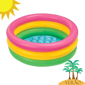 Piscina Inflável Infantil Pôr do Sol 56L Redonda Colorida