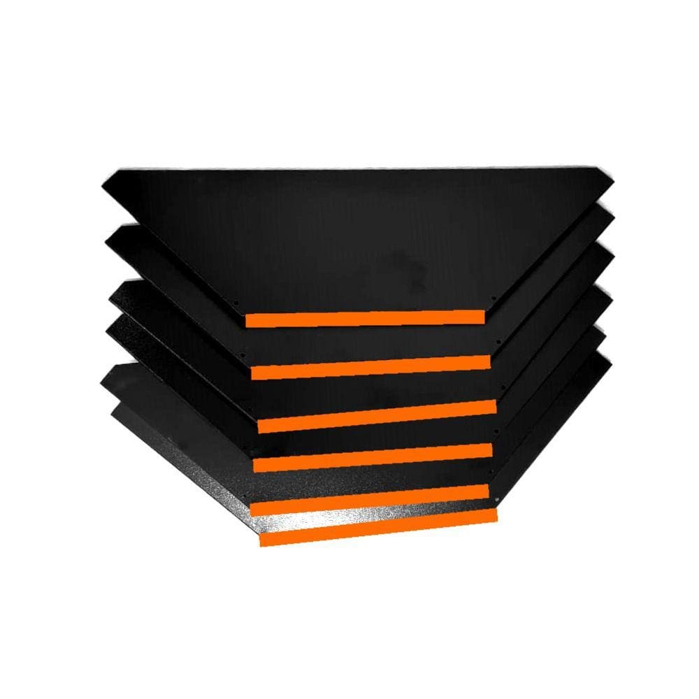 Kit 6 Bandejas Para Gondola Canto SP 30 Preto Pe Laranja