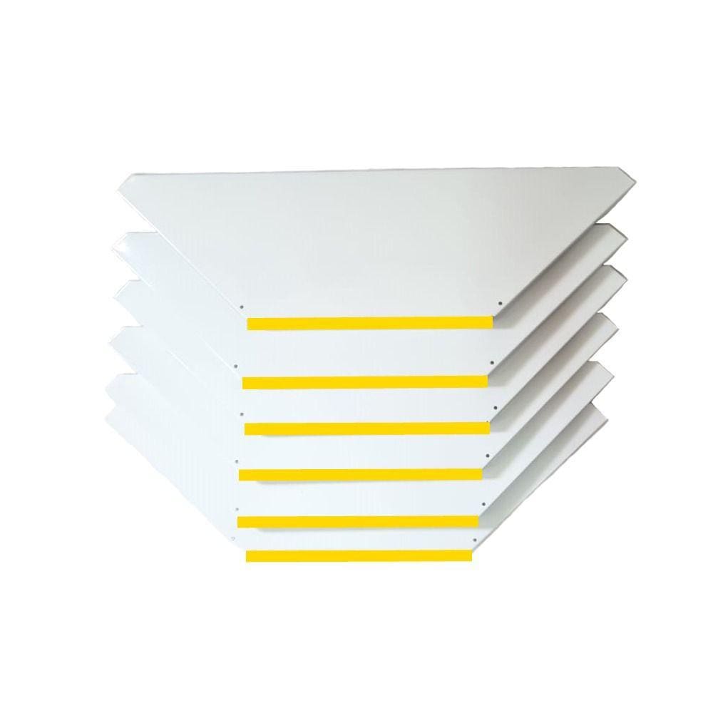 Kit 6 Bandejas Para Gondola Canto SP 30 Branco Pe Amarelo