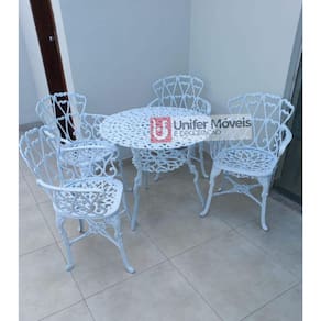 Conjunto de Mesa para Jardim Viena Tradicional em Alumínio Fundido Unifer Móveis